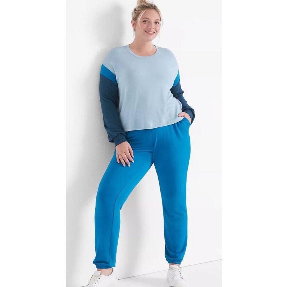LIVI CozySoft Colorblock Lounge Sweatshirt Sz 14/16 w MEASUREMENTS Lane Bryant